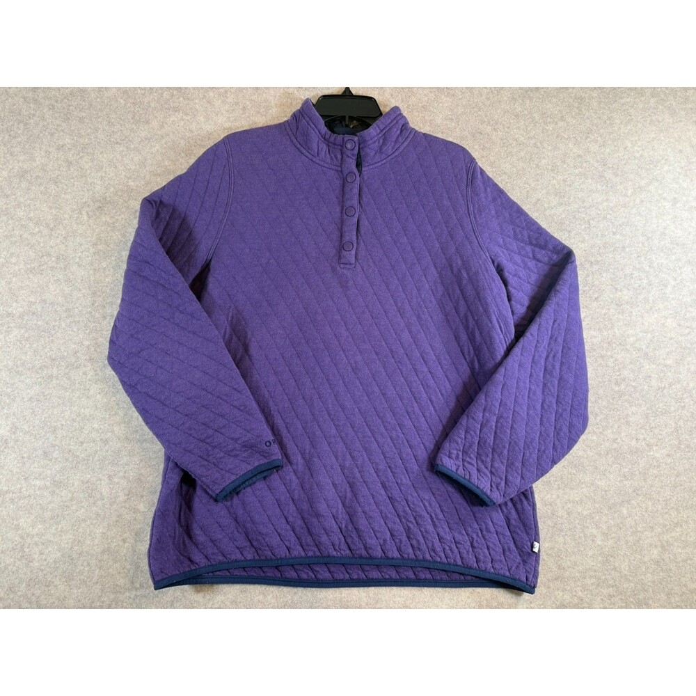 Orvis Women’s Quilted Snap Neck Pullover Sweatshirt Purple Size Large EUC